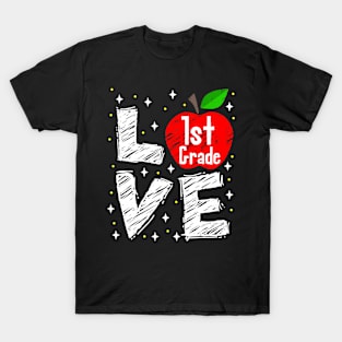 Love 1St Grade Apple Back To School Teacher T-Shirt